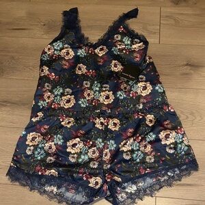 Nanette Lepore Navy Floral Lace Pajama Set